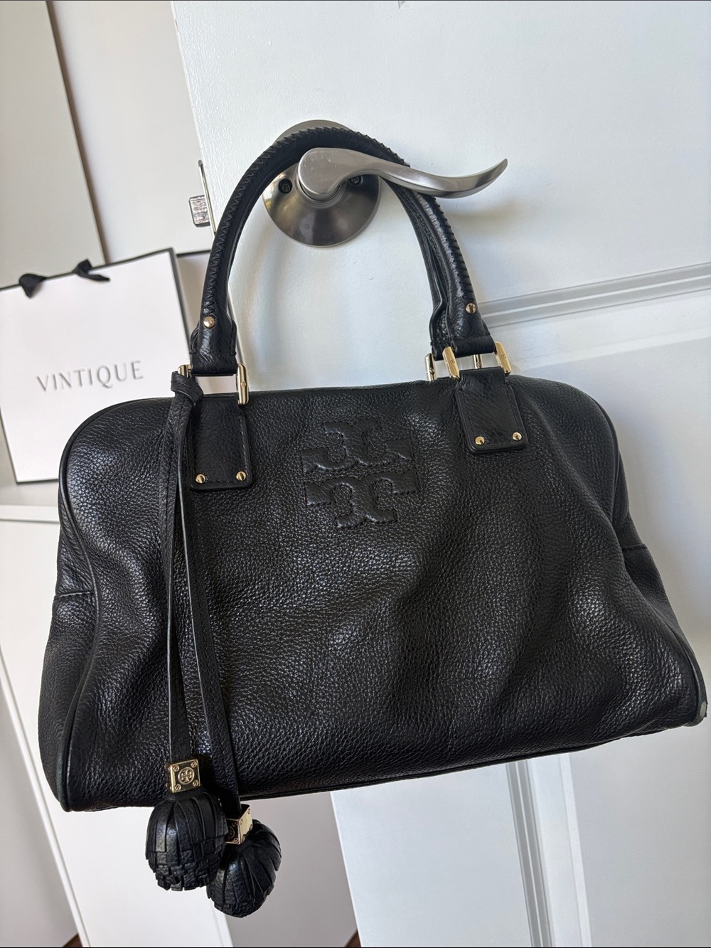 Tory Burch Black Leather Satchel Bag